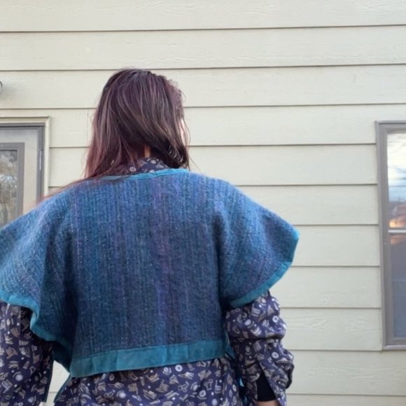 Handmade Handwoven "Stingray" Wrap Top - S/M/L - Blue/Turquoise + Leather - Picture 8 of 8